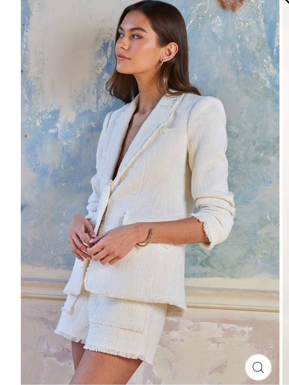 cinq a sept Cream Bouclé Tailored Blazer